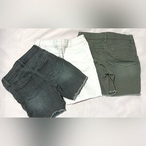 George Girls Jean Shorts Trio — Charcoal, Pink, Olive 10/12T